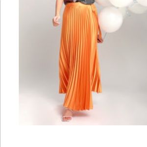 Sold out orange maxi satin skirt